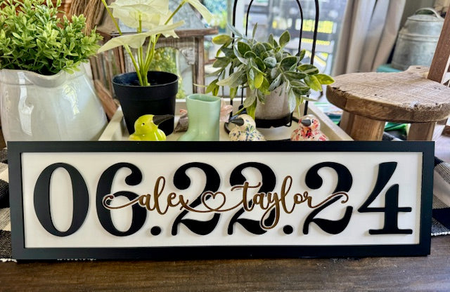 Framed Wedding Date with Names