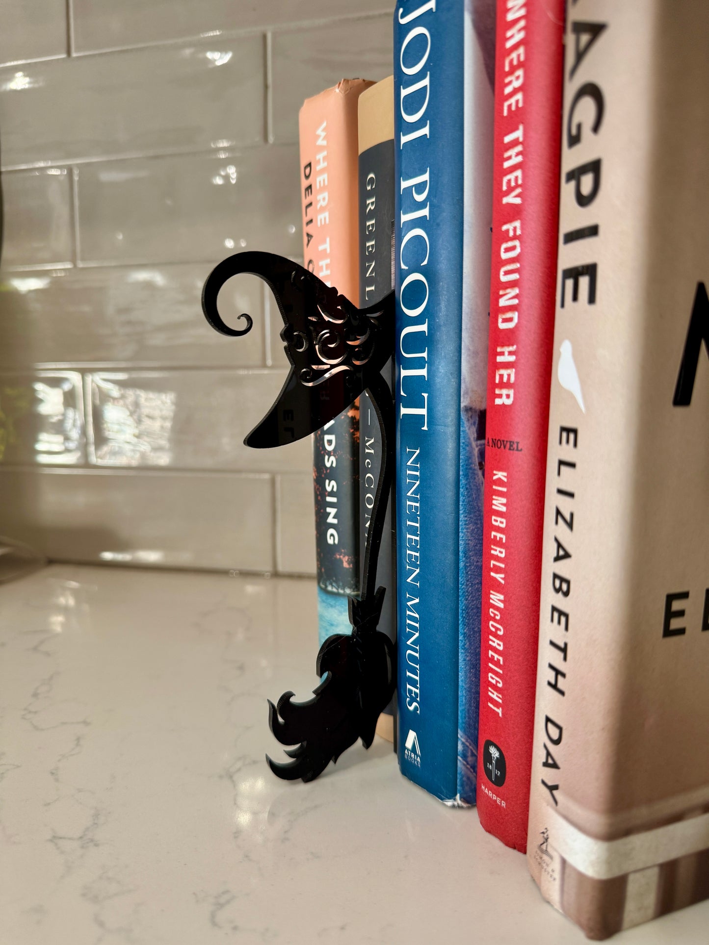 Witch Broom Bookshelf Silhouette
