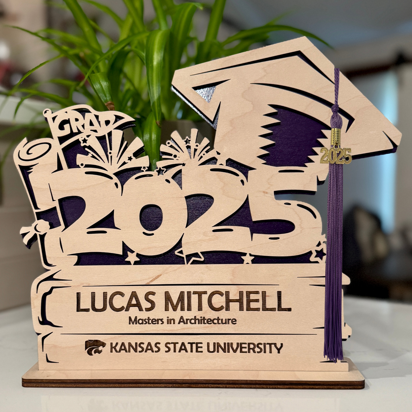 Custom Wooden Graduation Tassel Holder – Class of 2025
