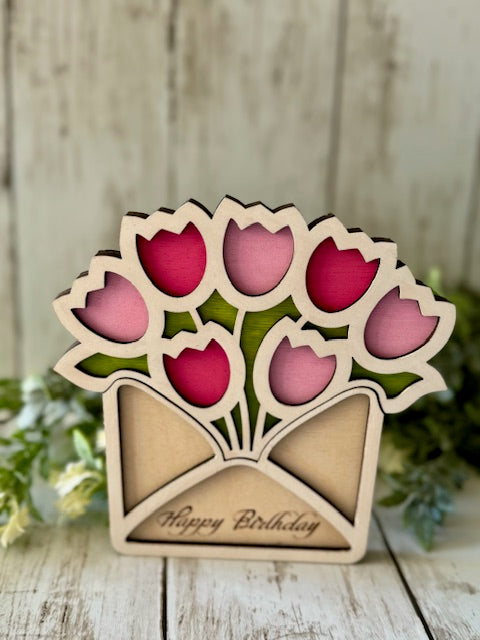 Happy Birthday Tulip Gift Card Holder