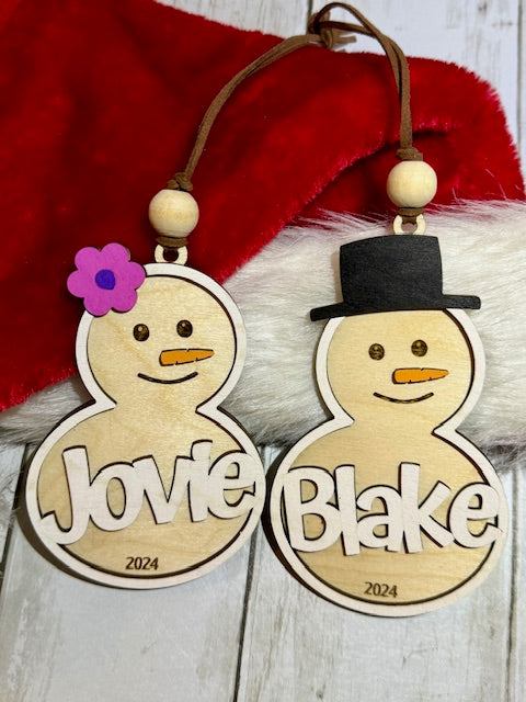 Snowman/Snowwoman Ornament - Personalized