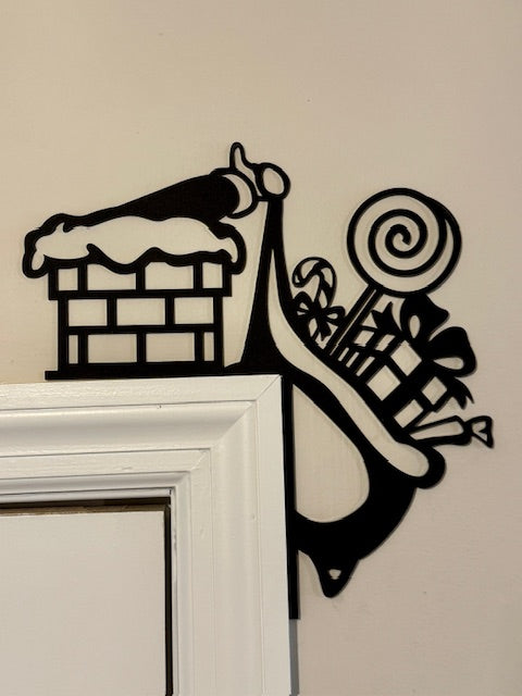 Santa in Chimney with Bag of Gifts Corner