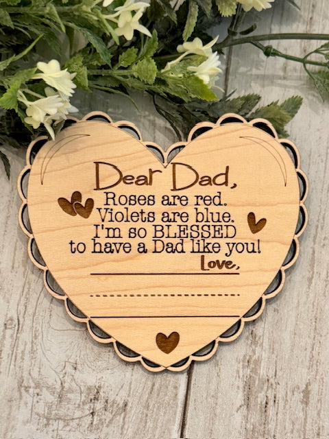 Wooden Heart for Dad with a spot or Handwritten Name made by Relatively Made Laser Designs