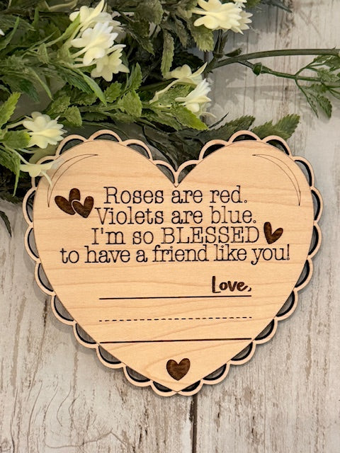 Wooden Heart for a Friend with a spot or Handwritten Name made by Relatively Made Laser Designs